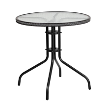  Round Tempered Glass Metal Table with Gray Rattan Edging,Flash Furniture TLH-087-GY-GG 28