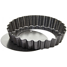 Winco FQP-4 4" Tart Quiche Pan Non-Stick Carbon Steel with Removable Bottom