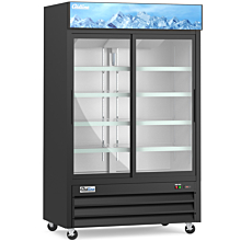 Coldline G53S-B 53" black Double Glass Sliding Door Merchandiser Refrigerator with LED Lighting