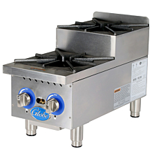 Globe GHPSU212G 12" Gas Countertop Step-Up Range / Hot Plate with 2 Burners - 60,000 BTU