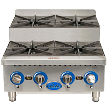 Globe GHPSU424G 24" Gas Countertop Step-Up Range / Hot Plate with 4 Burners - 120,000 BTU