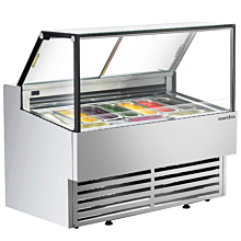 Marchia GIC-10-ST 56" 10-Pan Flat Glass White Gelato Ice Cream Dipping Cabinet Display Freezer