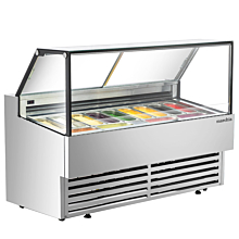 Marchia GIC-13-ST 70" 13-Pan Flat Glass White Gelato Ice Cream Dipping Cabinet Display Freezer