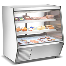 Coldline HDL60-F 60" Refrigerated Slanted Glass Seafood Case with Built-in Drain and Rear Storage