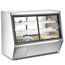 Coldline HDL72-DS 72" Dual Service Refrigerated High Meat Deli Case with Rear Storage, Front and Rear Sliding Glass Doors