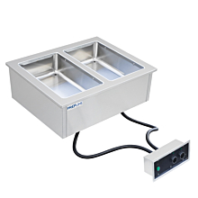 Prepline HFW3 Stainless Steel Two Pan Drop-In Hot Food Well - 120V