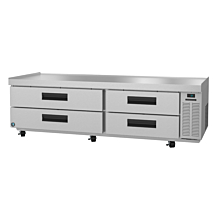 Hoshizaki CR85A 85" Steelheart Series Two-Section Low-Profile Refrigerated Chef Base Prep Table with 4 Stainless Drawers