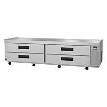 Hoshizaki CR98A 98" Steelheart Series Two-Section Refrigerated Low-Profile Chef Base Prep Table with 4 Stainless Drawers