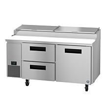 Hoshizaki PR67A-D2 67" Steelheart Series Two-Section Pizza Prep Table with Door & 2 Drawers - 20 Cu. Ft.