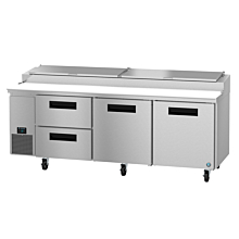 Hoshizaki PR93A-D2 93" Steelheart Series Three-Section Pizza Prep Table with 2 Doors & 2 Drawers - 30 Cu. Ft.