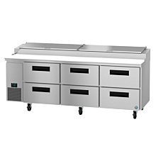 Hoshizaki PR93A-D6 93" Steelheart Series Three-Section Pizza Prep Table with 6 Drawers - 30 Cu. Ft.