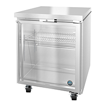 Hoshizaki UR27B-GLP01 27" Steelheart Series One-Section Undercounter Refrigerator with Glass Door & Cylinder Lock - 7 Cu. Ft.