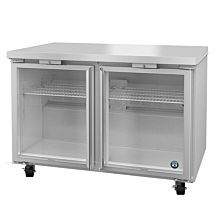 Hoshizaki UR48A-GLP01 48" Steelheart Series Two-Section Undercounter Refrigerator with 2 Glass Doors & Cylinder Lock - 14 Cu. Ft.
