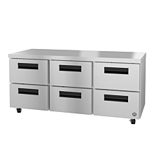 Hoshizaki UR72A-D6 72" Steelheart Series Three-Section Undercounter Refrigerator with 6 Drawers - 21 Cu. Ft.