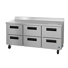 Hoshizaki WR72A-D6 72" Steelheart Series Three-Section Worktop Refrigerator with 6 Drawers - 21 Cu. Ft.