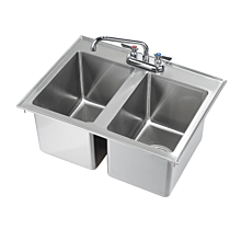 Krowne 10" X 14" X 10" Stainless Steel Two Compartment Drop-In Sink with Faucet