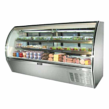 Leader ERHD94 94" Refrigerated Curved Glass Counter Deli Case with 2 Shelves