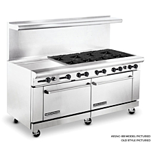 American Range ARGF24G-8B-LP 72" Commercial Liquid Propane Gas Range with 24" Griddle & Green Flame Pilotless Ignition - 350,000 BTU