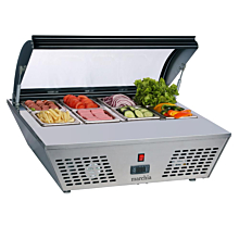 Marchia MTRS6 Refrigerated Countertop Prep Refrigerator with Folding Glass Sneeze Guard