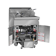 Imperial IFSSP275T 39" Natural Gas Floor Model Two Battery 75Lb. Capacity Each Fryer with Electronic Thermostat