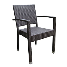 JMC Furniture Balboa Outdoor Synthetic Chocolate Weave Seat & Back Armchair w/ Aluminum Frame