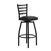 JMC Furniture Boggs Indoor Ladder Back Vinyl Seat Swivel Barstool w/ Black Powder Coat Finish Metal Frame & Round Footring