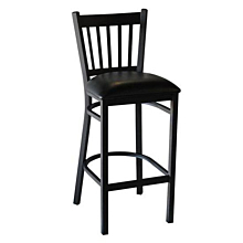 JMC Furniture Cobra Indoor Slat Back Vinyl Seat Barstool w/ Black Powder Coat Finish Metal Frame & Footrest