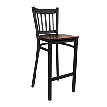 JMC Furniture Cobra Indoor Slat Back Wood Seat Barstool w/ Black Powder Coat Finish Metal Frame & Footrest