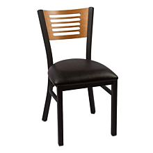 JMC Furniture Jones River Series Indoor Slotted Wood Back Vinyl Seat Chair w/ Clear Coat Finish Metal Frame