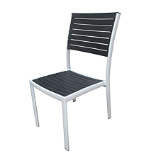 JMC Furniture Mallory Outdoor Stacking Black Synthetic Teak Seat & Back Chair w/ Aluminum Frame