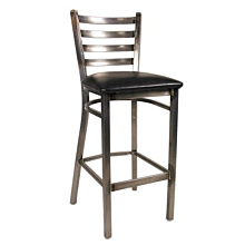 JMC Furniture White Horse Indoor Ladder Back Vinyl Seat Barstool w/ Black Powder Coat Finish Metal Frame