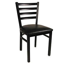 JMC Furniture White Horse Indoor Ladder Back Vinyl Seat Chair w/ Black Powder Coat Finish Metal Frame