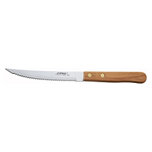 Winco K-45W 4-1/2" Serrated Steak Knife with Wood Handle