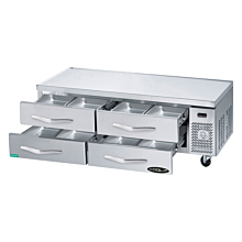 Kool-It KCB-74-4M 74" 4 Drawer Side Mounted Chef Base Refrigerator  - Open