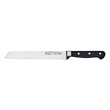 Winco KFP-82 Acero 8" Steel Serrated Bread Knife with Black Handle