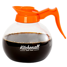 Kitchenall Logo 64 oz. Glass Coffee Decanter with Orange Handle