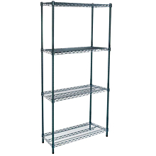 14"D x 48"L x 64"H Green Epoxy Wire Shelving Kit, 4-Shelf, NSF Listed