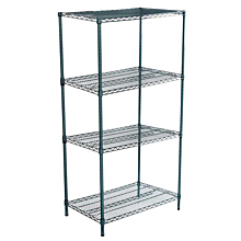21"D x 36"L x 64"H Green Epoxy Wire Shelving Kit, 4-Shelf, NSF Listed