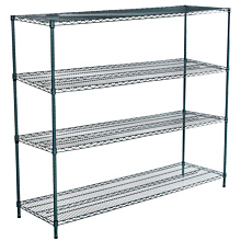 21"D x 72"L x 64"H Green Epoxy Wire Shelving Kit, 4-Shelf, NSF Listed