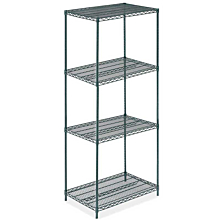 24"D x 30"L x 64"H Green Epoxy Wire Shelving Kit, 4-Shelf, NSF Listed