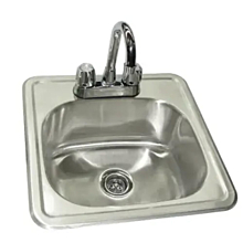 L&J DIS-1412-5D 12" Stainless Steel One Compartment Drop-In Sink with Faucet and Drain