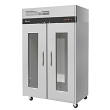Turbo Air M3H47-2-G-TS M3 Series 52" Reach-In Two-Section Glass Door Heated Cabinet w/ Universal Tray Slide - 43 Cu. Ft.