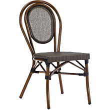 JMC Furniture Magellan Outdoor Synthetic Espresso Weave Seat & Back Sidechair w/ Aluminum Frame