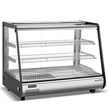 Marchia MHC161 34" Heated Stainless Steel Countertop Display Case with Front Slanted Glass