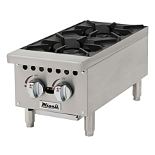 Migali C-HP-2B-12 12" Gas Countertop 2 Burner Hot Plate - 50,000 BTU