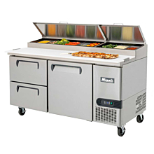Migali C-PP67-HC-DWR67L 67" Refrigerated Pizza Prep Table with Door and Left Drawers