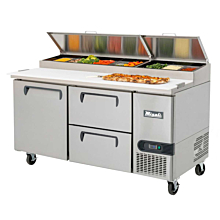 Migali C-PP67-HC-DWR67R 67" Refrigerated Pizza Prep Table with Door and Right Drawers