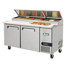 Migali C-PP67-HC 67" Refrigerated Pizza Prep Table with Topping Rail - 9 Pan