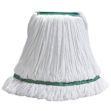 Winco MOPM-M 14 oz Medium Wet Mop Head, White with Green Bands