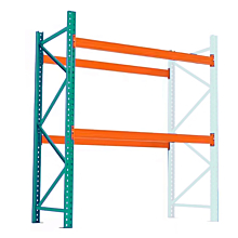 Prepline 96" x 48" x 96" Green, Orange Heavy-Duty Bolted Teardrop Pallet Rack Add-on
